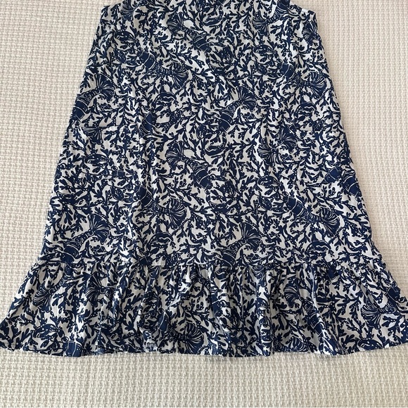 Lilly Pulitzer Krillin It Blue White Lobster Print Flounce Dress Womens Large - Picture 4 of 8